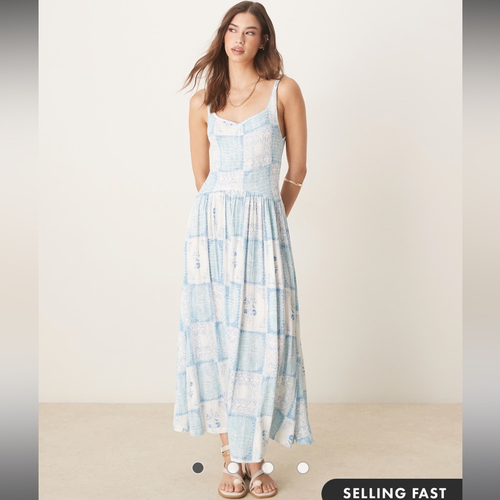 Never worn ASOS postcard Blue and White Maxi Dress